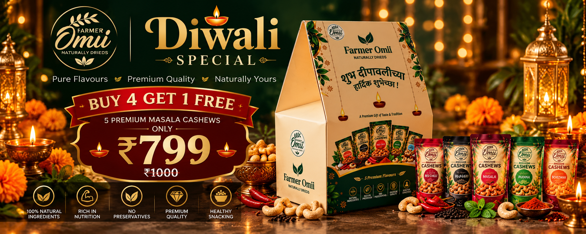 Farmer Omii premium cashew nuts 200 gram pack